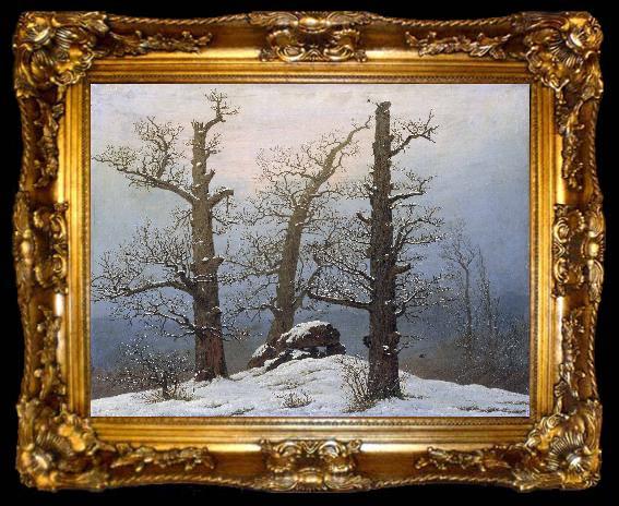 framed  Caspar David Friedrich Dolmen in snow, ta009-2